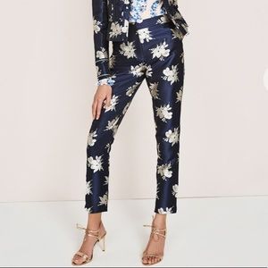 Boden Icons Mariana Jacquard navy wild bloom cropped ankle - US 14 UK 18